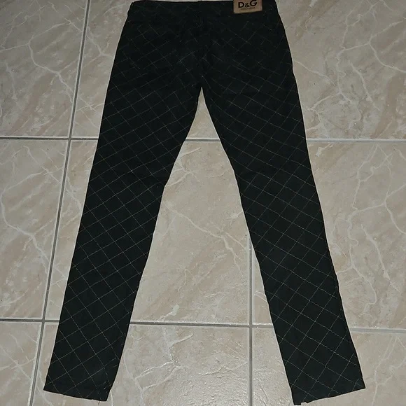 Dark Denim and Tan Stiching Patterned Pants - Picture 4 of 7